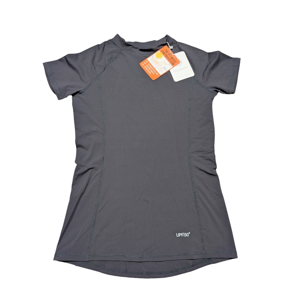 Bubblelime Rash Guard Women S Gray Shadow Charcoal UPF 50+ Short Sleeve Mock NWT
